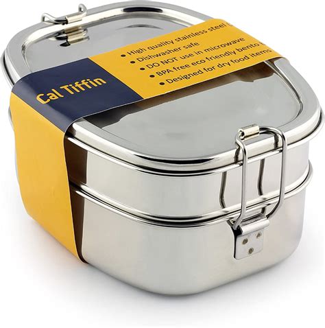 cal tiffin stainless steel bento box 40 oz|Cal Tiffin OVAL Bento lunch box (with removable POD, 40 oz).